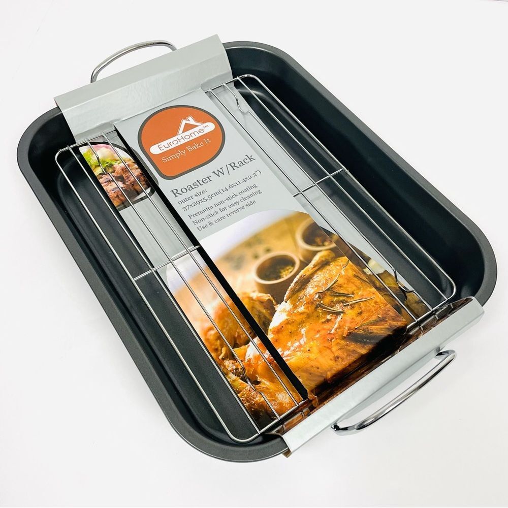 Non-Stick Roaster with Rack 14.6” L x 11.4” W x 2.2” H